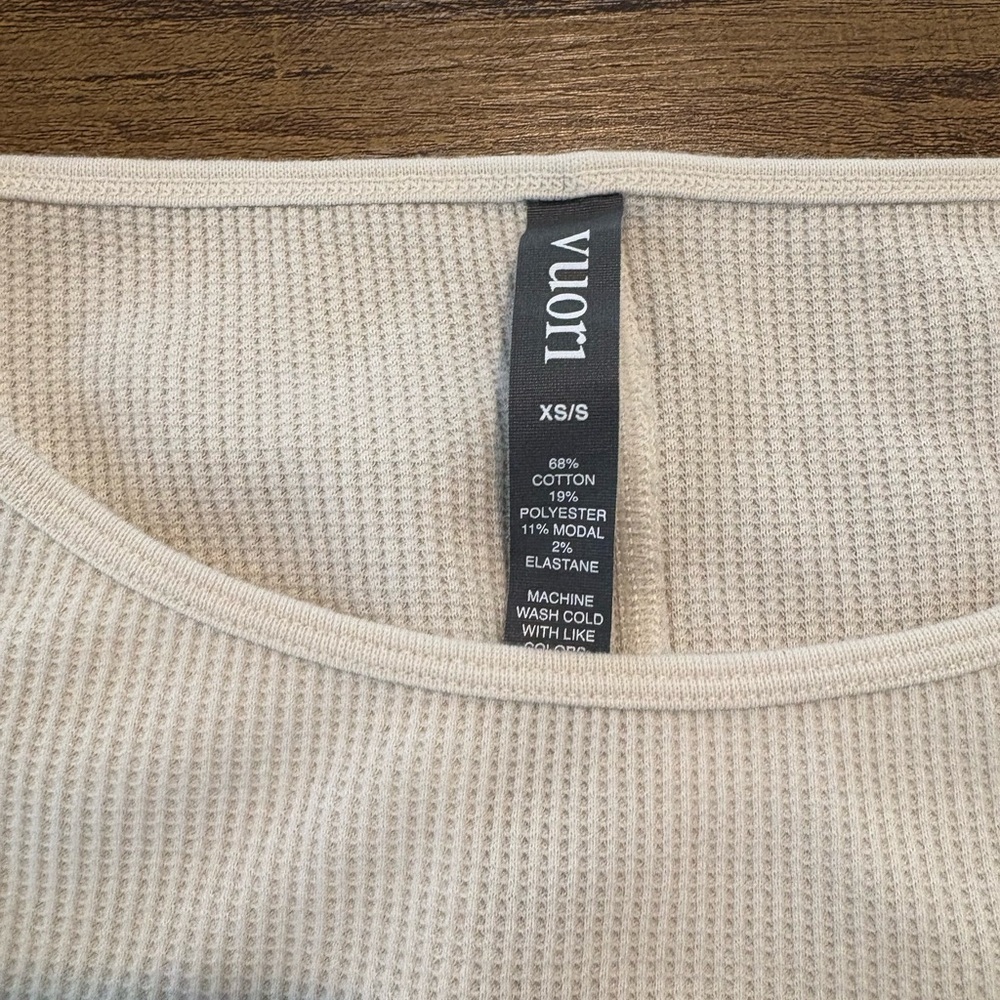 Vuori Cream Waffle Knit Top
